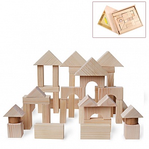 Деревянный конструктор, 51 деталь, неокрашенный, в деревянном ящике (Paremo, PE117-7)